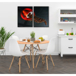 Red Coffee Cup and Coffee Beans - Poster in Two Pieces