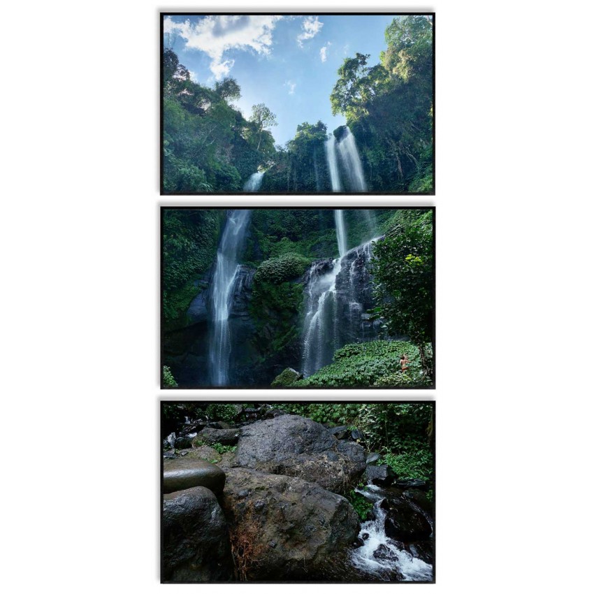 Harmoniskt vattenfall - Uppdelad tavla i tre delar