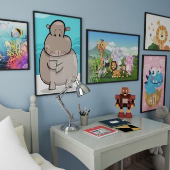 Cute Hippo - Kids Room Poster 
