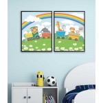 Cute Animals on a train - Kids Room Poster set