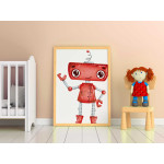 Happy red robot - Kids room poster