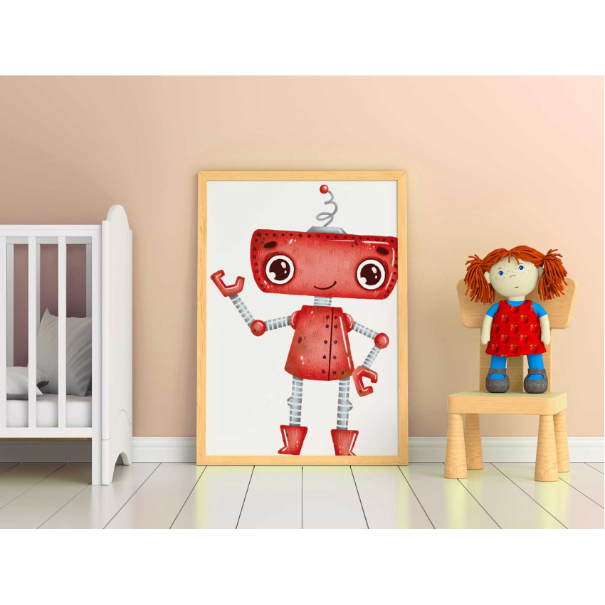 Happy red robot - Kids room poster