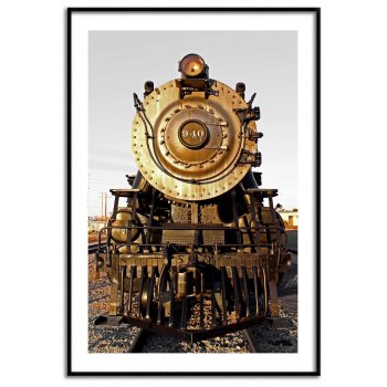 Golden train - Cool steampunk poster