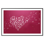 Rosa musiknoter & hj&auml;rta - Musik tavla