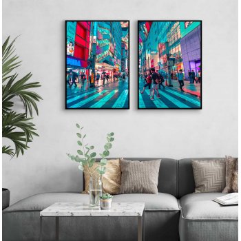 Streets of Tokyo - Teal poster in two pieces