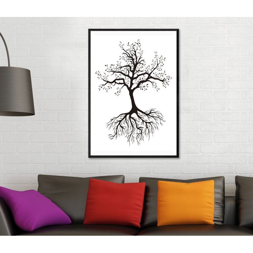 Tree and its Roots - Black and White Poster