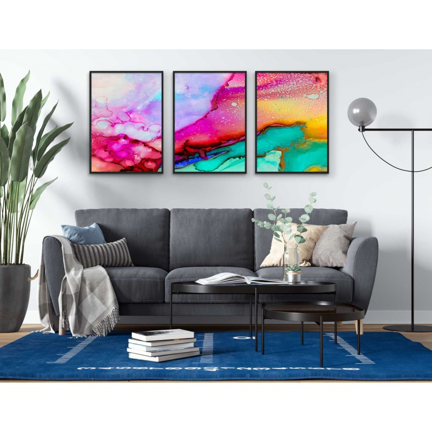 Abstrakt färg - Färgglad poster i tre delar Abstrakt färg - Färgglad poster i tre delar