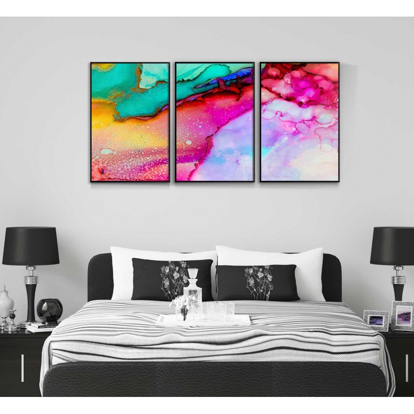 Abstrakt färg - Färgglad poster i tre delar Abstrakt färg - Färgglad poster i tre delar