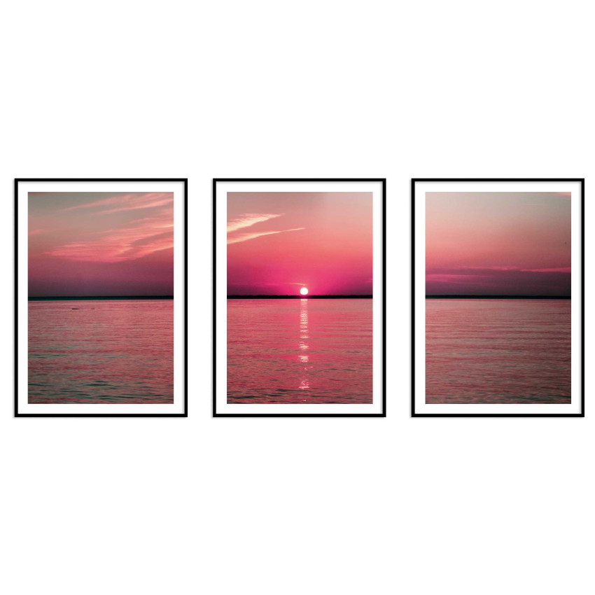 Three Piece Poster - Beautiful Sea and Sunset