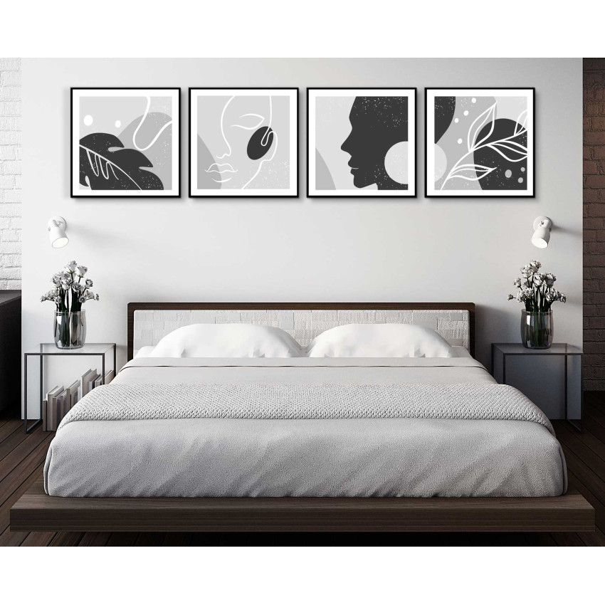 Fashion illustration - Trendig 4-delad tavla