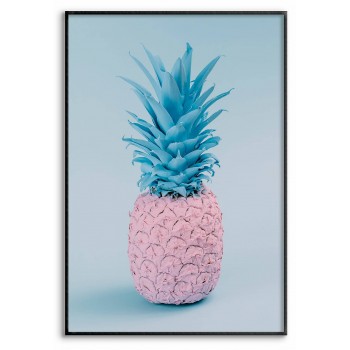 Pink Teal Pineapple - Retro Poster