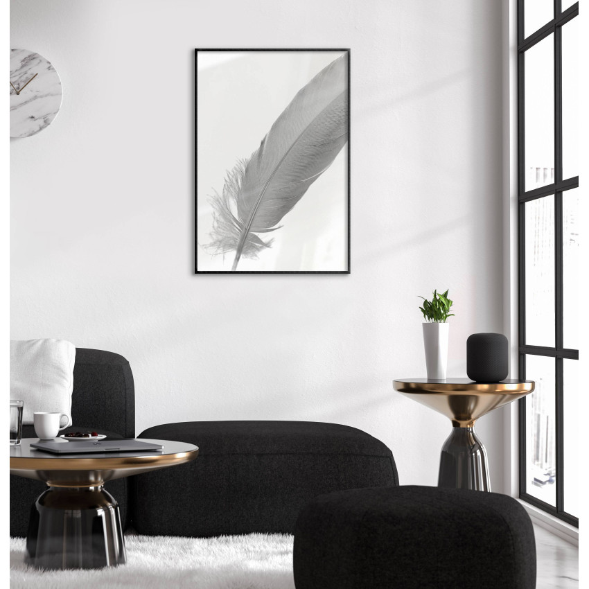 Simple Feather - Black and white poster