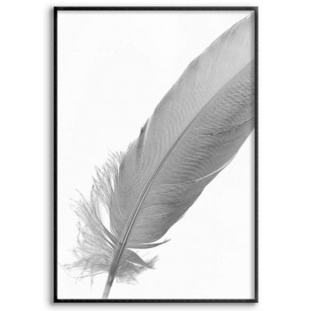 Simple Feather - Black and white poster