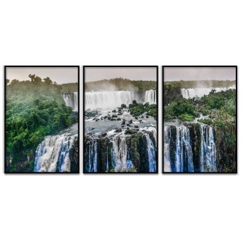 Panorama berg & vattenfall - Tavelset i tre delar