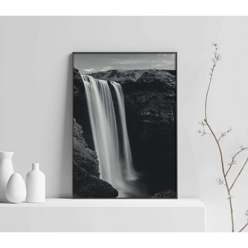 Waterfall - Black and White Poster