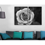 Vacker ros - Svartvit tavla i två delar