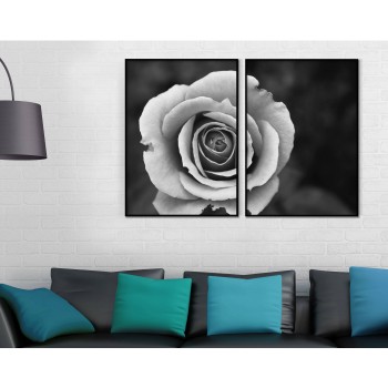 Rose - Black and White Poster in Two Pieces
