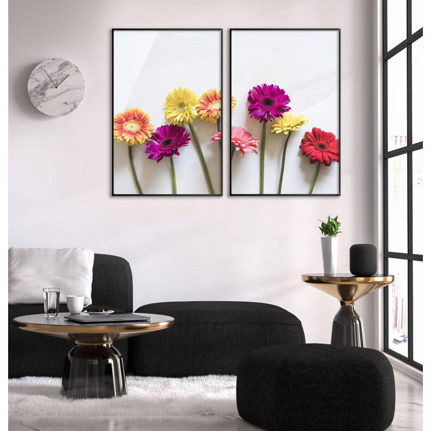 Enkla blommor - Tvådelat tavelset med vit bakgrund