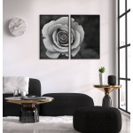 Vacker ros - Svartvit tavla i två delar