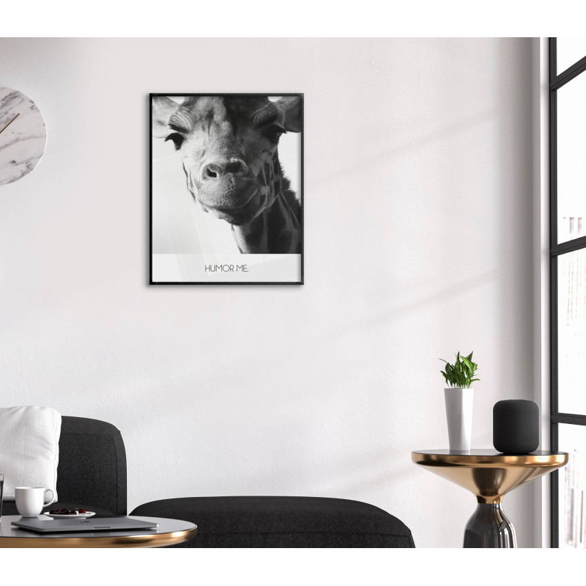Girafe & Humor Me - Black and White Poster