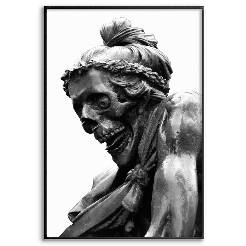 Döskalle Staty - Svartvit Poster med Vit Bakgrund