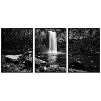 Waterfall and Rocks - Three Piece Poster