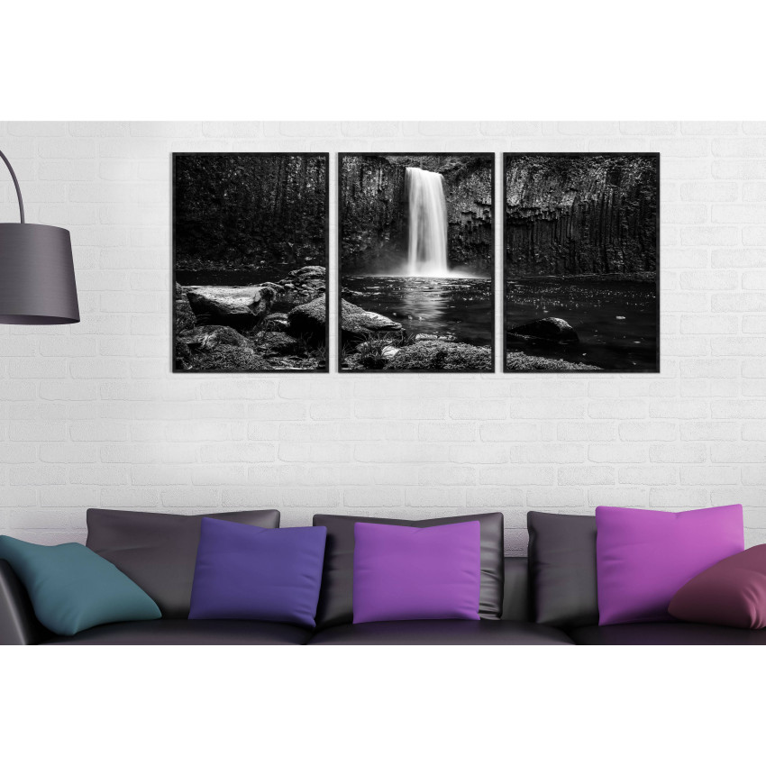 Waterfall and Rocks - Three Piece Poster