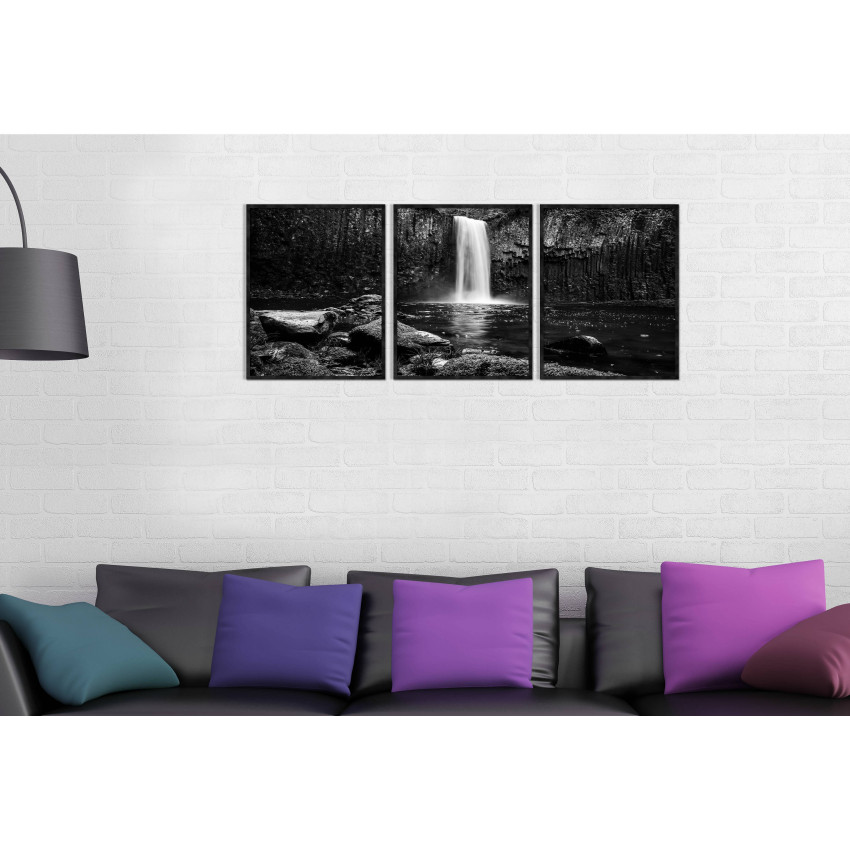 Waterfall and Rocks - Three Piece Poster