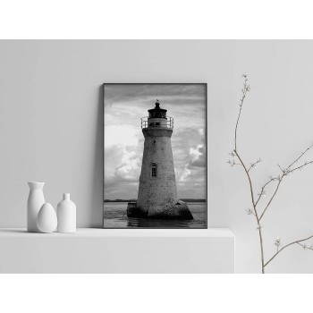 Classic Light House - Black and White Poster