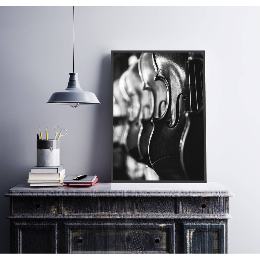 Classical Violin - Black and White Poster