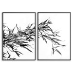 Black and White Leaves - Two Piece Poster