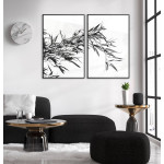 Black and White Leaves - Two Piece Poster