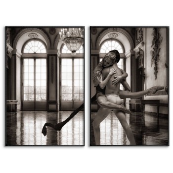 Ballerina & dans i slottet - Svartvit poster i två delar