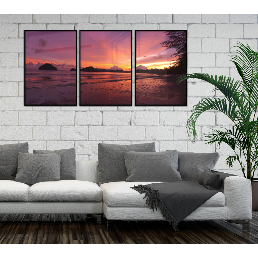 Pink Beach - Three Piece Poster 