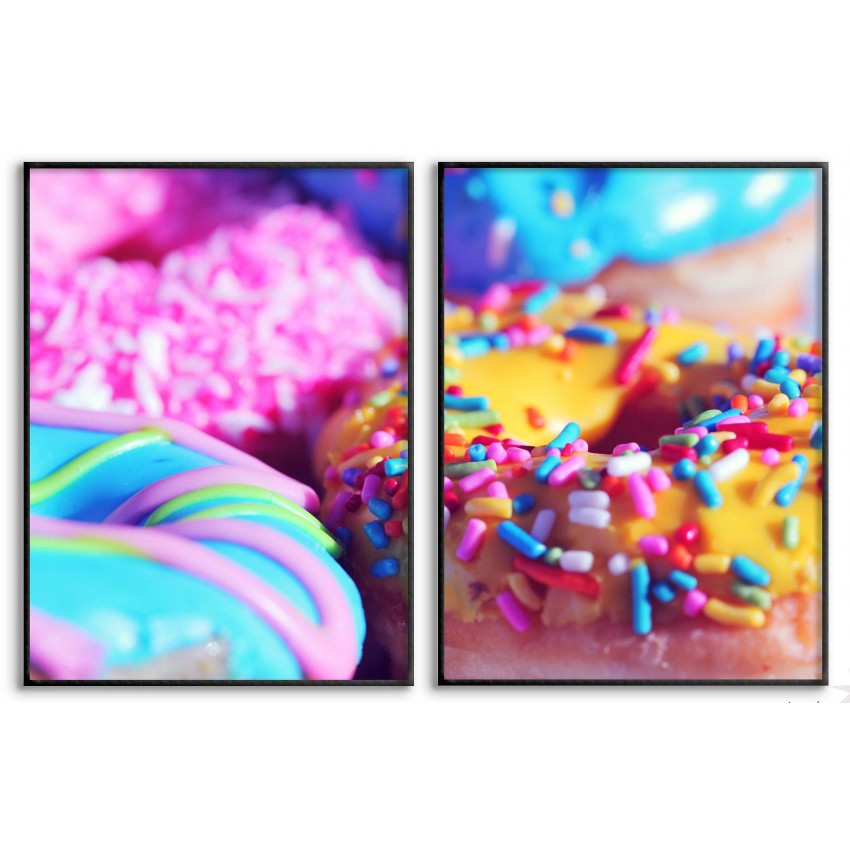 Donuts med strössel - Färgglad poster i två delar Donuts med strössel - Färgglad poster i två delar