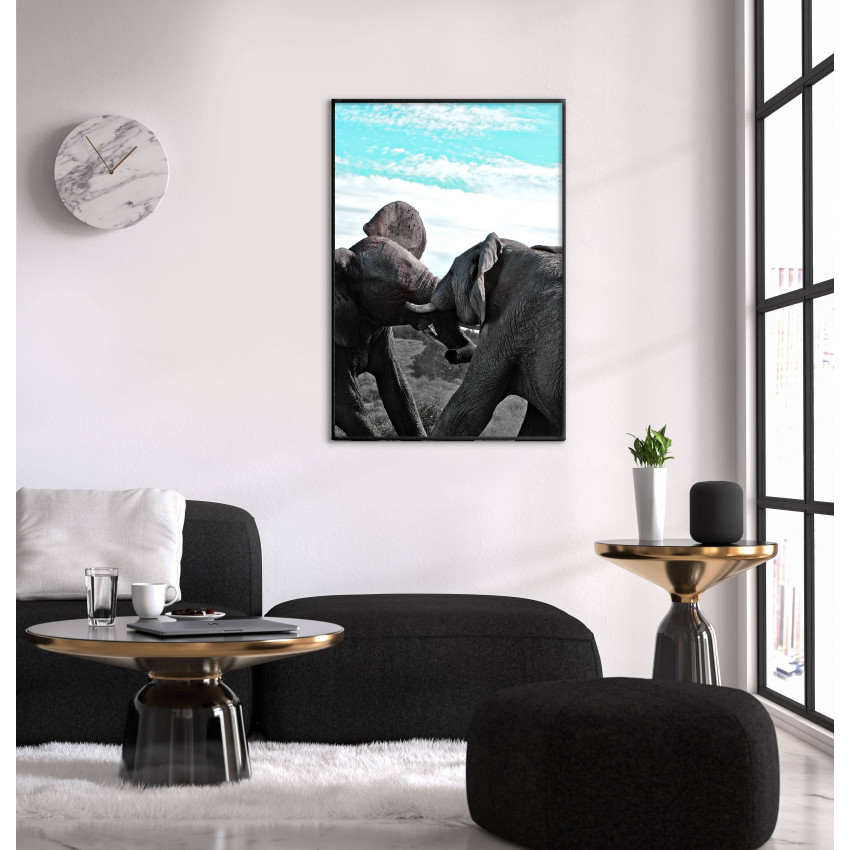 Elephant family - Black and white poster