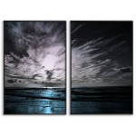 Teal Beach by Night - Two Piece Poster