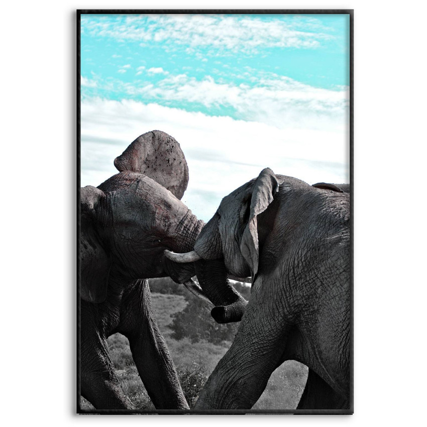 Elephant family - Black and white poster