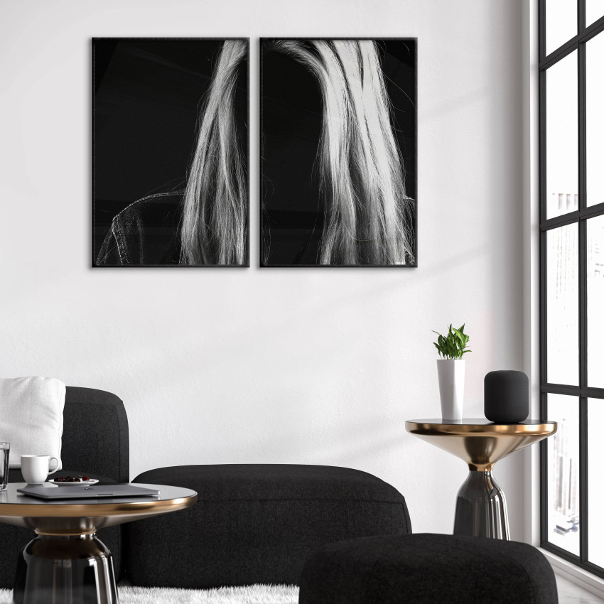 Kvinna utan ansikte - M&ouml;rk poster i tv&aring; delar