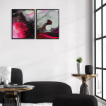 Rosa och lila vattenfärg - Abstrakt tavla i två delar