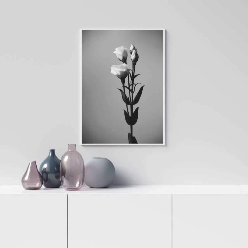 Tulips - Simple Black and White Poster