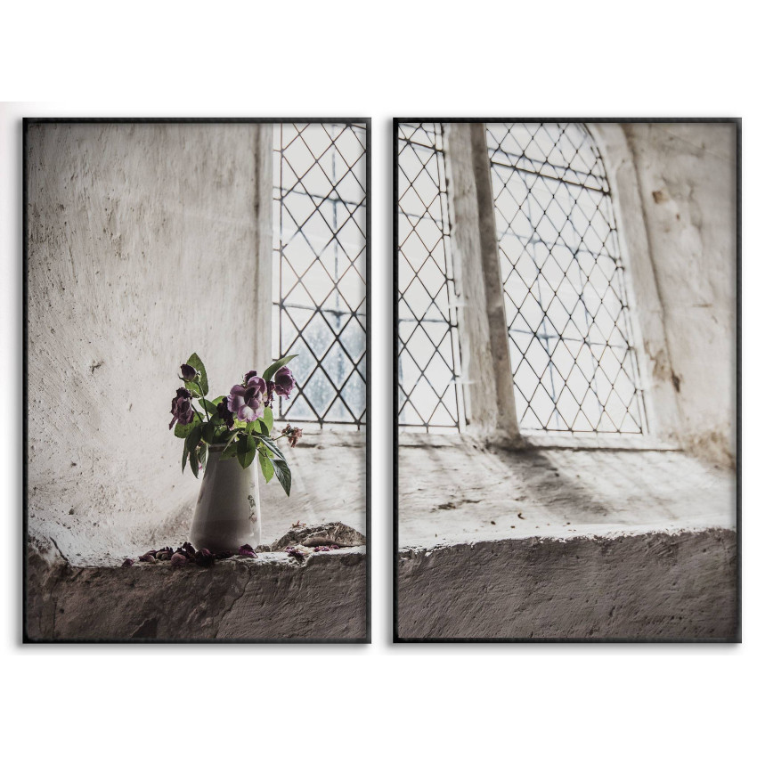Window and Flowers - Two Piece Poster