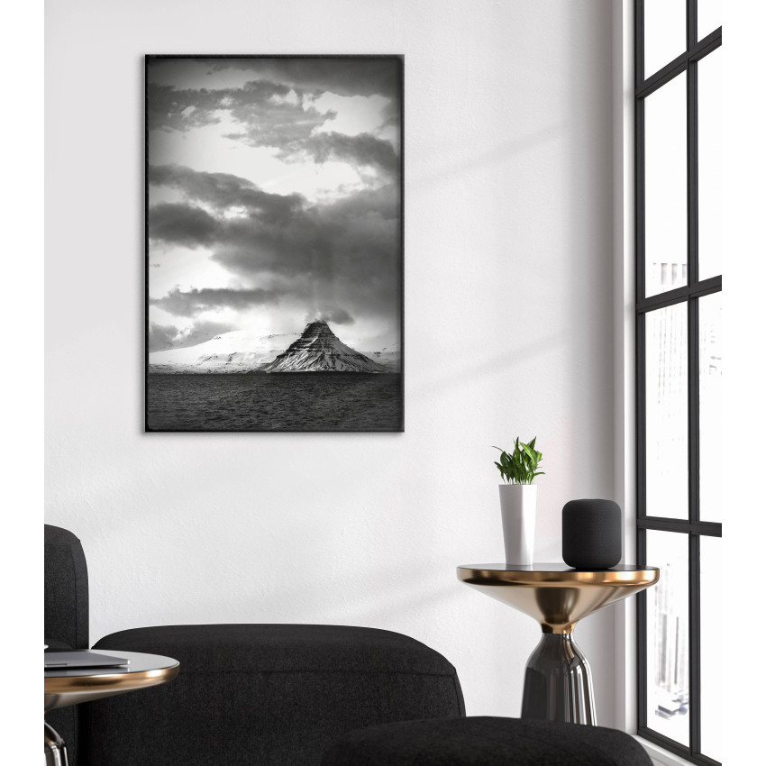 Clouds and Mountain - Simple Black and White Poster