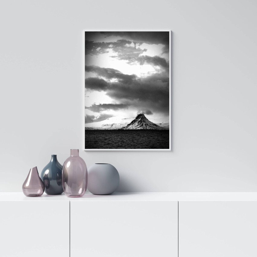 Clouds and Mountain - Simple Black and White Poster