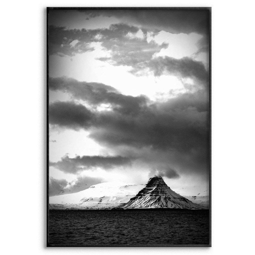 Clouds and Mountain - Simple Black and White Poster