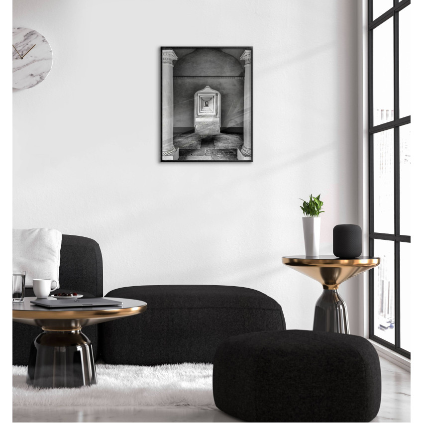 Palace Hallway - Simple Black and White Poster