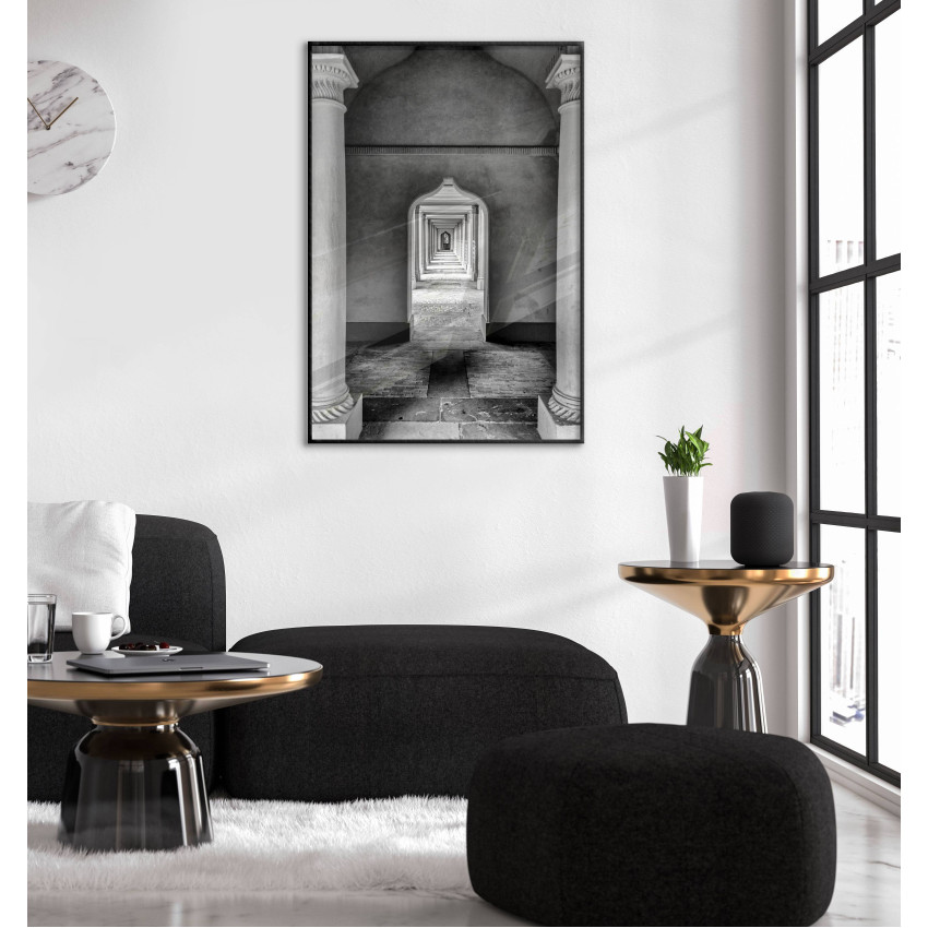 Palace Hallway - Simple Black and White Poster