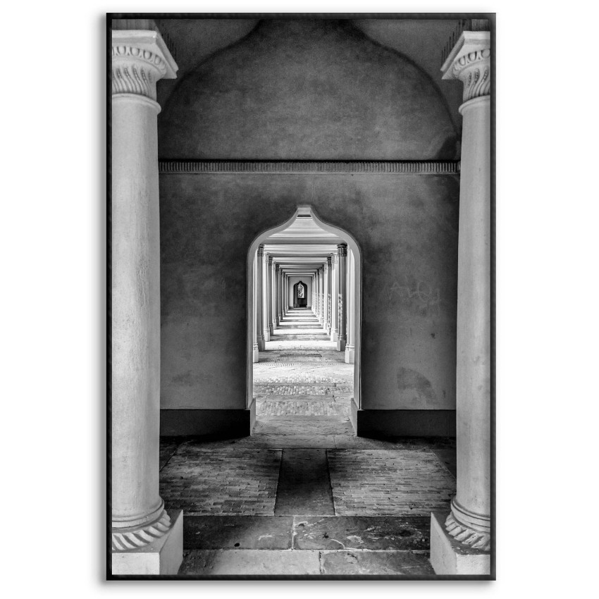 Palace Hallway - Simple Black and White Poster