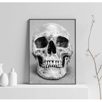 Simple Human Skull - Black and White Poster