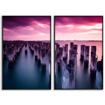 Pir vid havet - Färgglad poster i två delar